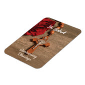 司祭叙勲記念日レッドローズとロザリオ マグネット (左側)