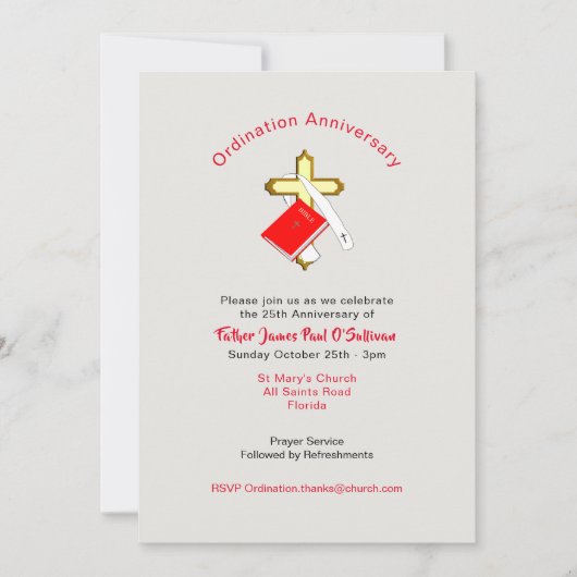 司祭叙階記念お祝い 招待状 (正面)