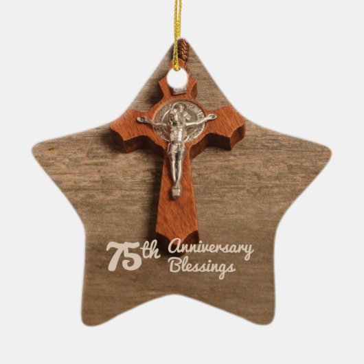 司祭叙階75周年記念のバラとロザリオ セラミックオーナメント (正面)