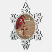 司祭15周年記念バラと念珠 スノーフレークピューターオーナメント (右)