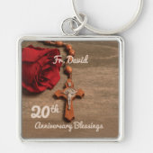司祭20周年記念バラとロザリオ キーホルダー (正面)