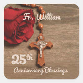 司祭25周年記念バラと念珠 スクエアシール