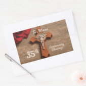 司祭35周年記念バラとロザリオ 長方形シール (封筒)