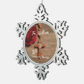 司祭5周年記念バラとロザリオ スノーフレークピューターオーナメント (右)