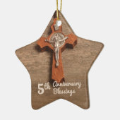 司祭5周年記念バラとロザリオ セラミックオーナメント (左)