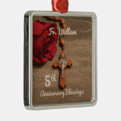 司祭5周年記念バラとロザリオ メタルオーナメント (右)