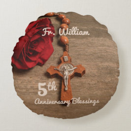 司祭5周年記念バラとロザリオ ラウンドクッション