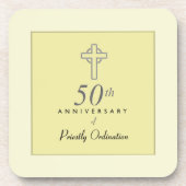 司祭50周年エンボス十字 コースター (正面)