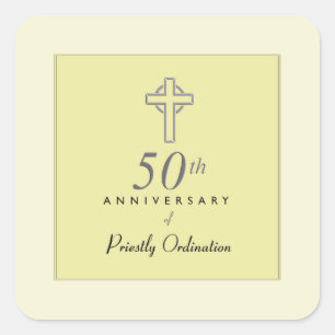 司祭50周年エンボス十字 スクエアシール