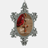 司祭50周年記念バラとロザリオ スノーフレークピューターオーナメント (左)