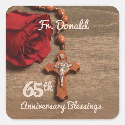 司祭65周年記念バラとロザリオ スクエアシール (正面)