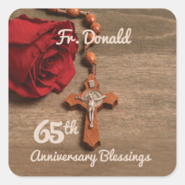 司祭65周年記念バラとロザリオ スクエアシール