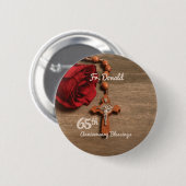 司祭65周年記念バラとロザリオ 缶バッジ (正面&裏面)