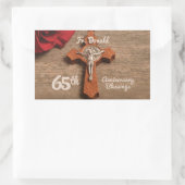 司祭65周年記念バラとロザリオ 長方形シール (バッグ)