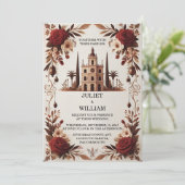 各ラスティック フィエスタ フローラル ローズ スペイン ウェディング 招待状 (スタンド正面)