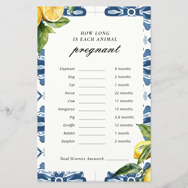 各動物の妊娠ポジターノベビーゲーム (正面)