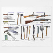 各国のWWI軍隊違う機器 フリースブランケット (正面(横))