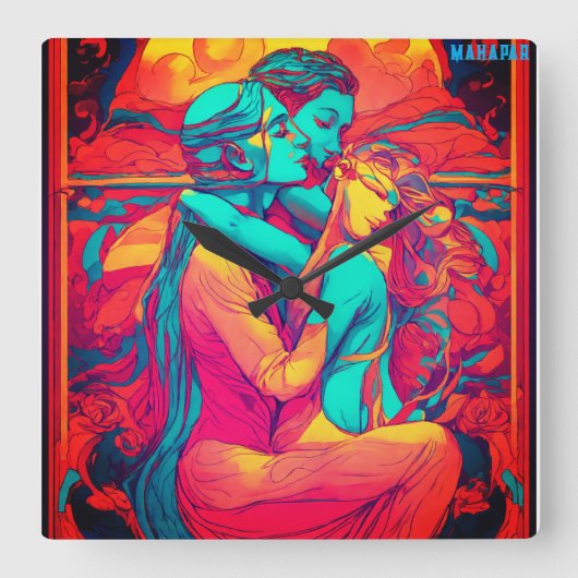 各秒の無痛症状 スクエア壁時計 (正面)