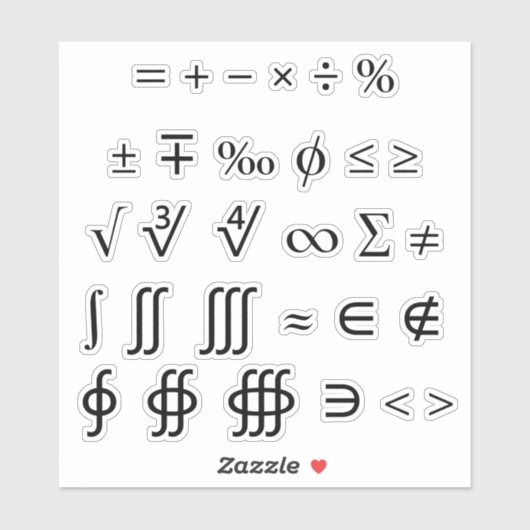 各種の数学記号と演算子 シール (シート)