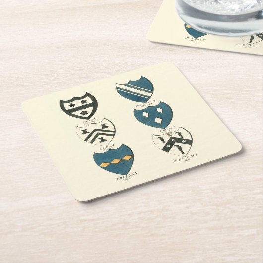 各種イングリッシュハウスの家紋 スクエアペーパーコースター (アングル)