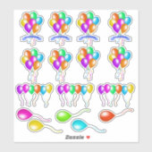 各種カラフルフェスティバルバルーン複数色 シール (シート)