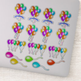 各種カラフルフェスティバルバルーン複数色 シール