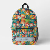 各種スポーツヴィヴィビッドキッズカラフル新学期 プリントバックパック (正面)
