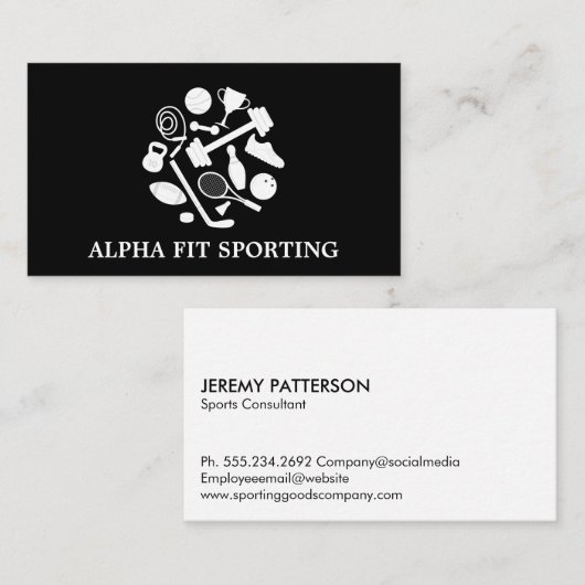 各種スポーツ機器のアイコン 名刺 (正面/裏面)