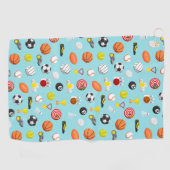 各種スポーツ要素パターンカラフル ゴルフタオル (横)