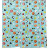 各種スポーツ要素パターンカラフル シャワーカーテン (正面)