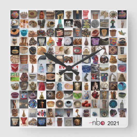 各1バスケットの壁時計 スクエア壁時計 (正面)