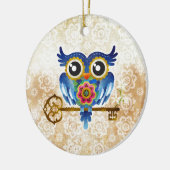 合い鍵のフクロウ セラミックオーナメント (左)
