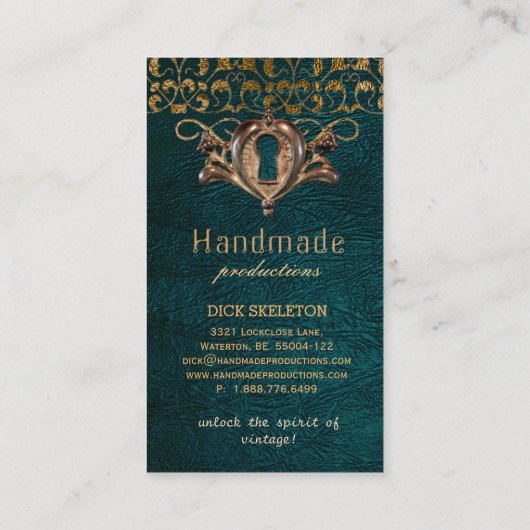 合い鍵ゴシック様式古いロックのヴィンテージSteampunk 名刺 (裏面)