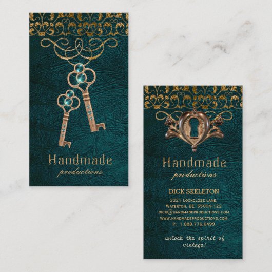 合い鍵ゴシック様式古いロックのヴィンテージSteampunk 名刺 (正面/裏面)
