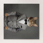 合おもしろい服の猫 ジグソーパズル (横)