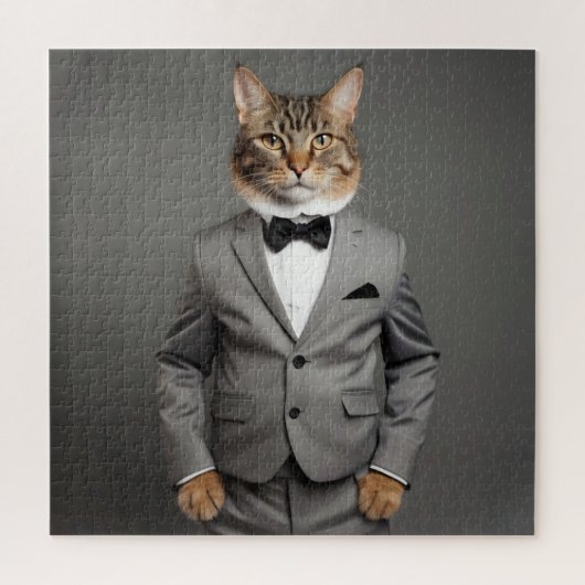 合おもしろい服の猫 ジグソーパズル (縦)