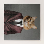 合おもしろい服の猫 ジグソーパズル (横)