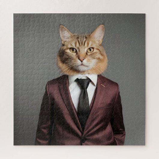 合おもしろい服の猫 ジグソーパズル (縦)