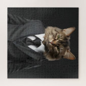合おもしろい服の猫 ジグソーパズル (横)