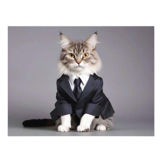 合おもしろい服の猫 フォトプリント            (正面)