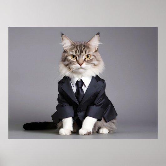 合おもしろい服の猫 ポスター (正面)