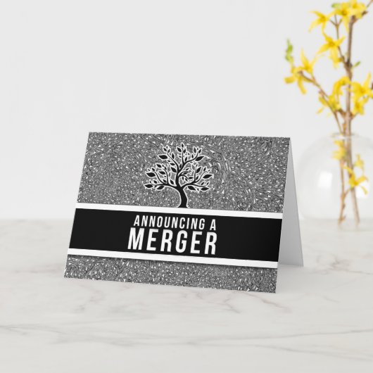 合併の発表クラシック黒空白の カード (黄色い花)