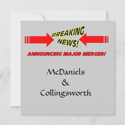 合併専攻の結婚式の保存日付 招待状 (正面)