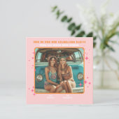 合同ヒッピー写真卒業パーティー2人 招待状 (スタンド正面)