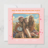 合同ヒッピー写真卒業パーティー3人 招待状 (正面)