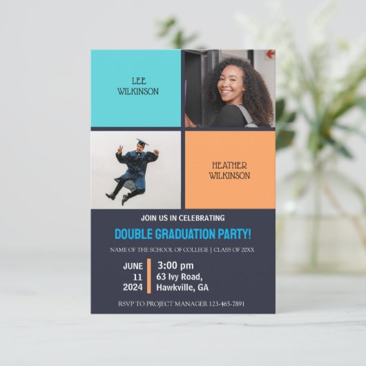 合同フォト卒業パーティー招待状 招待状 (スタンド正面)