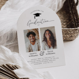 合同卒業パーティー2枚の写真アーチ招待状 招待状