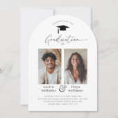 合同卒業パーティー2枚の写真アーチ招待状 招待状 (正面)