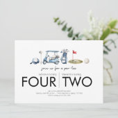 合同誕生日パーティー - みんなでゴルフしよう - ゴルフをテーマにしたパーティー 招待状 (スタンド正面)