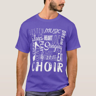 合唱音楽 ハート 愛 音符 食べる 寝る 女の子 Tシャツ